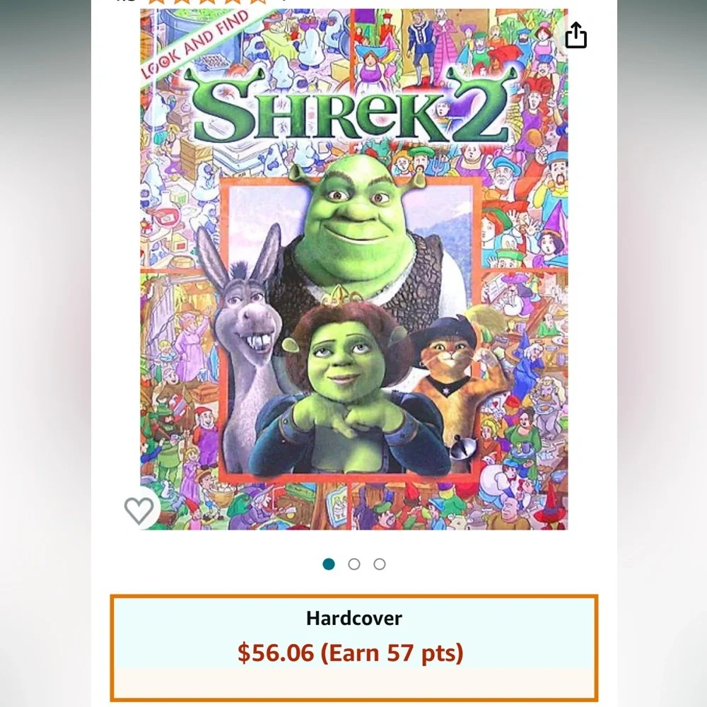 Rare HTF Vintage 2004 Shrek 2 Look & Find Hardcover Book DreamWorks